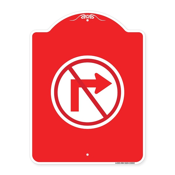 Signmission Designer Series No Right Turn Graphic Only, Red & White Aluminum Sign, 18" x 24", RW-1824-23592 A-DES-RW-1824-23592 - main